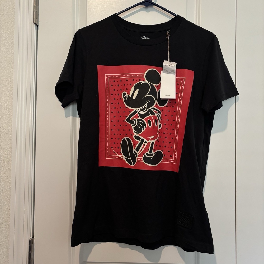 Coach x Disney collaboration Mickey Mouse BLACK‎  T-shirt size S Ladies NWT